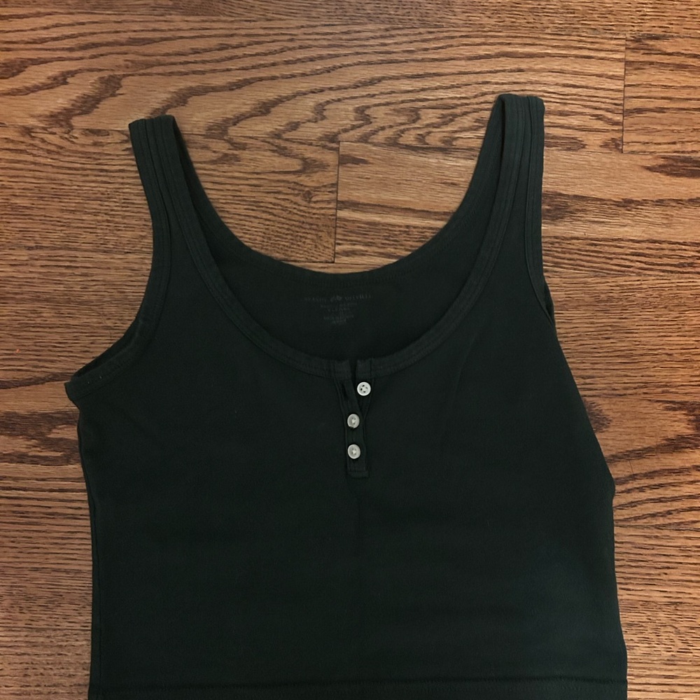 Brandy Melville Green Button Tank Top
